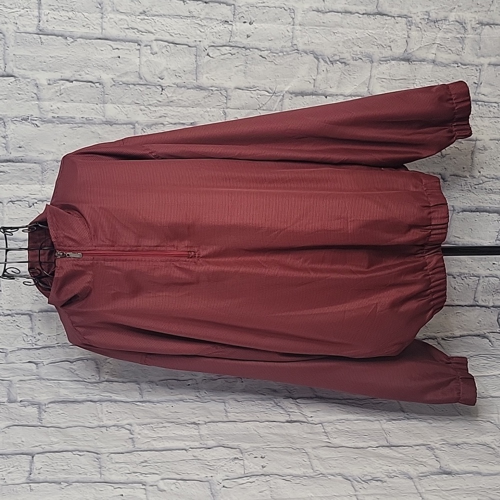 GRAND SLAM Burgundy and Black Checked 1/4 Zip Golf Jacket Size Large